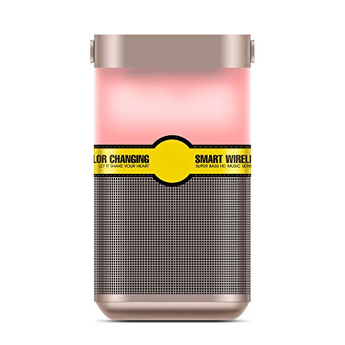 Altavoz Bluetooth, Appow Altavoz inalámbrico Bluetooth 4.2 con Colores de luz Ajustable, 6-8 Horas de Juego con Super Bass, Tarjeta SD de Soporte, Radio FM incorporada(Oro)