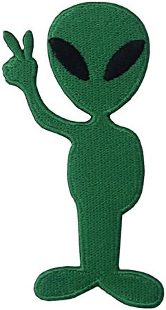 Embird Green Aliens Iron On / Sew On Embroidered Patch