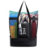 Diseño 2 en 1: esta bolsa de malla para la playa con cremallera tiene un compartimiento refrigerador asilado que mantiene los alimentos y las bebidas frescos. Disfruta de tus vacaciones en la playa y de los picnics familiares con bebidas frías. Perfecto para un día al aire libre con la familia.