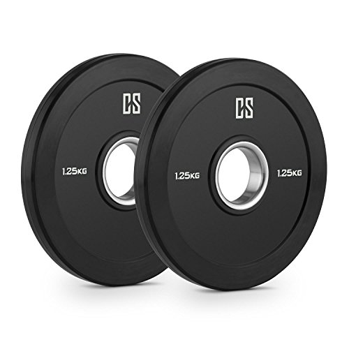 CAPITAL SPORTS Elongate Bumper Plate Hantelgewichte (Gewichtsscheiben für Langhantel, 50,4 mm Aufnahme, stoßabsorbierendes Hartgummi, Paar) verschiedene Gewichte von 2,5 -25 kg