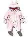 M&Co Baby Girl Long Sleeve Soft Sherpa Fleece Hooded Bunny Rabbit Winter Pramsuit And Mitts Pale Pink 6/9 Mnths