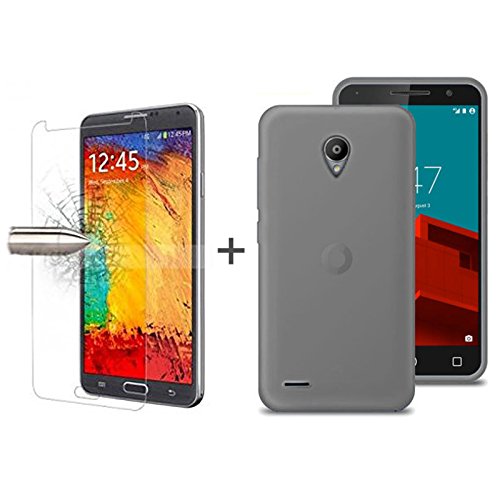 TBOC Pack  Funda de Gel TPU Negra   Protector Pantalla Vidrio Templado para Vodafone Smart Prime 6 VF-895N  Funda de Silicona Ultrafina y Flexible  Protector de pantalla Resistente a Golpes  Ca  das y Ara  azos 