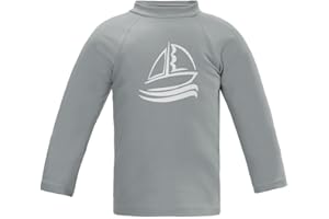 LACOFIA Boys' Long Sleeve Swim Tops Kids Rash Vest Swimming Shirt Children Rash Guard Sun Protection Quick Drying