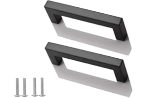 SYDARSYN 2 Piezas Cuadrado Tiradores para Muebles, Tirador para Cajón, Armario, Mueble de Cocina, Baño, Dormitorio y Oficina, 96mm, Negro
