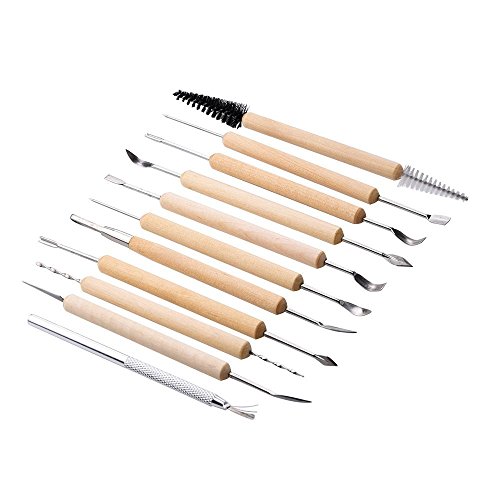 Alohha Packung aus 11 Polymer Clay Durable Keramik Nadel Keramik Sculpting Carving Modellierung Tools Set Works mit allen Clay-Typen Professionelle Qualität - 5