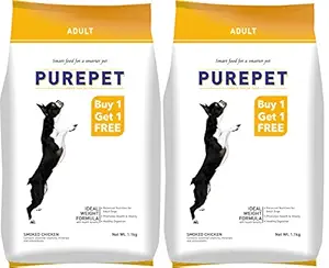 Purepet Smoked Adult Dry Dog Food, Chicken, 1.1 kg (Pack of 2)