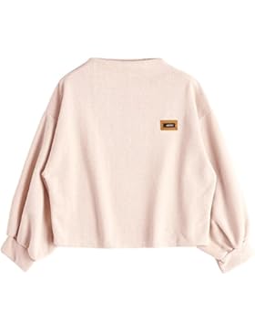 ZAFUL Damen Lantern Sleeve Badge Patched Rundhalsausschnitt Langarm Lose Bluse Strickpulli Hemd Shirt Oversize...