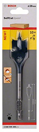 Bosch Pro Flachfräsbohrer Self Cut Speed mit 1/4"-Sechskantschaft (Ø 28 mm)