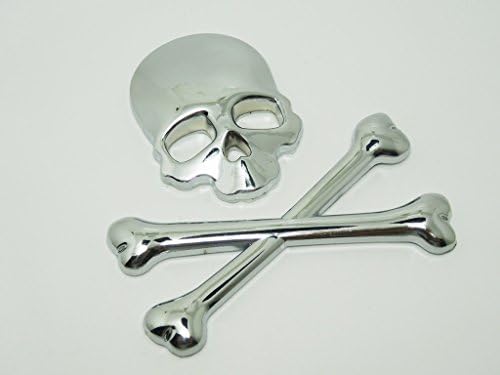 xinyiwei Fashion 3D Crossbones Skull Bone Emblem Decals Metal Car Stickers - Silver