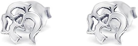 Sterling Silver Yoga Om Symbol Post Stud Earrings, 7mm