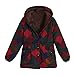 Produktbild TianWlio Jacken Parka Mäntel Herbst Winter Warme Jacken Strickjacken Damen Winter Warm Outwear Blumendruck Mit Kapuze Taschen Vintage Übergröße Mäntel rot XXL
