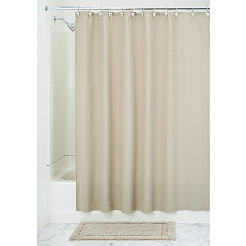 InterDesign York Duschvorhang aus Baumwollgemisch mit Waffelmuster - 183 x 183 cm, leinen