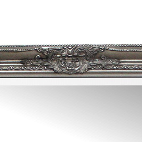 Silberner Shabby Chic Spiegel – Massivholz – Handgefertigt – Barock – Groß – 90×60 cm – Antik Silber - 8