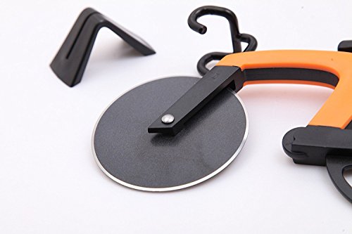 DORSION Fahrrad Pizzaschneider Edelstahl-Fahrrad-Pizza-Schneidrad（Orange & Black） (1PCS) - 4