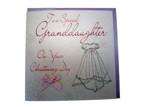 White Cotton Card Christening Granddaughter