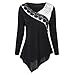 Produktbild Hansee Fashion Damen Langarm Zwei Tone Lace Trim Asymmetrische Tops Pullover Bluse (L, Weiß)