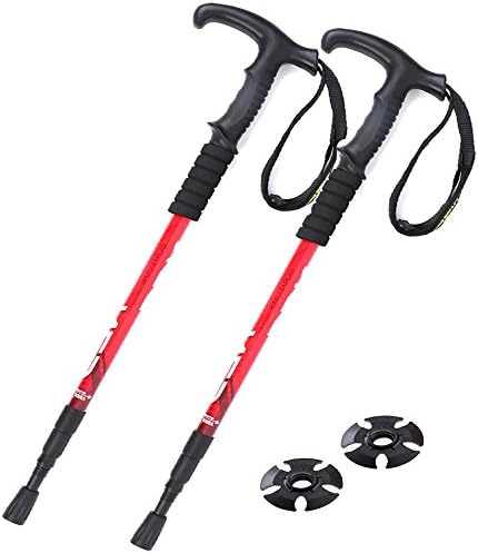 Z&D Trekking Poles, Walking Sticks Retractable T Handle Lightweight Tri-Section,Aluminum Alloy For Hiking Mountaining Camping 2Pcs