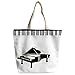 Produktbild Violetpos Benutzerdefiniert Canvas Handtasche Einkaufstaschen Umhängetasche Schultasche Klavier Schlüssel Schwarz und Weiß Musik