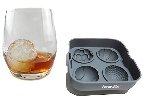 IceFix – XXL Eiskugelform für 4 Kugeln ★ NEUHEIT ★ 5cm Eiskugeln in Fußballlform ★ sportlich runde Eisbälle statt langweilige Eiswürfel ★ XXL Ice Balls für Kinder – von IceFix – Silikon Eisform – Eisbereiter | 2 Jahre Garantie (4er Form) - 6