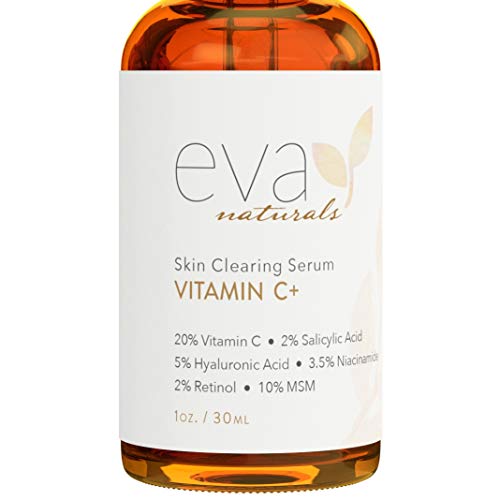 Vitamin C Serum Plus 2% Retinol, 3.5% Niacinamide, 5% Hyaluronic Acid, 2% Salicylic Acid, 10% MSM, 20% Vitamin C - Skin Clearing Serum - Anti-Aging Skin Repair, Supercharged Face Serum (1 oz)