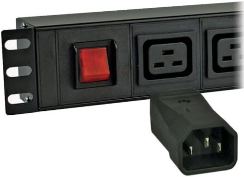 8 Way C19 Neon Switch 19" Horizontal Rack Mount Power Distribution Unit - 10amp IEC C14