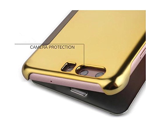 Qissy Funda Huawei P10 inteligente Fecha Hora Ver Espejo Brillante tir  n del caso duro Con del sue  o Despierte Funci  n  Huawei P10  Negro 