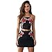 Produktbild Vovotrade  1SetWomen Sexy Appliques Rose Print Sleeveless Strap Camisole Shirt+Skirt Item specifics (Size:M, Schwarz)