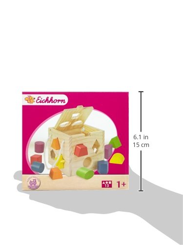 Eichhorn 100002092 – Steckwürfel aus Holz, 13-teilig, Holz natur/bunt – 14,5×14,5×14,5 cm – Spielwürfel – Motorik - 6