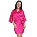 Produktbild MOIKA Damen Nachtwäsche, New Women's Pure Short Kimono Silk Robe Sleepwear Nachtwäsche Kleid Dessous Unterwäsche(L2,Hot Rosa)