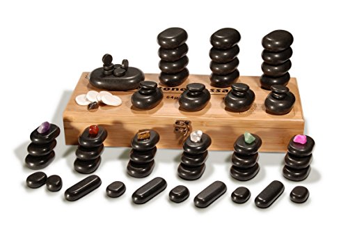 Master Massage 70 piezas de piedras calientes de lujo premium para un masaje corporal completo de roca de baso de lava negra