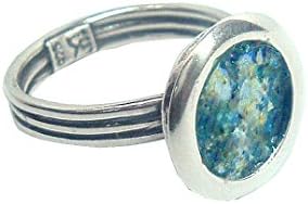 Niibuhr JewelryRoman Glass Ring | 2000 year Historic Archeological Glass Fragments | One-Size for a Perfect Fit! | Unique Blue Color and Roman Empire History | Handmade Artisan Jewellery for Women