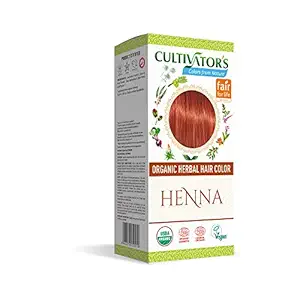 Cultivators Organic Natural Herbal Hair Colour | Henna | 100% Safe and Chemical Free | Instant Color with Shine and Smoothness | All Natural Ingredient Dye | Perfect for Men and Women | No Ammonia and PPD - Dermatologically Tested |