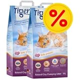 Doppelpack TIGERINO Nuggies Katzenstreu - Babypuderduft 2 x 14 Liter