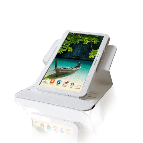 ForeFront Cases® Schutzhülle / Hülle für Samsung Galaxy Tab 3 10.1 – Ständer, Magnetverschluss, Auto Sleep/Wake-Funktion – Kunstleder – inkl. Eingabestift – Weiß - 3