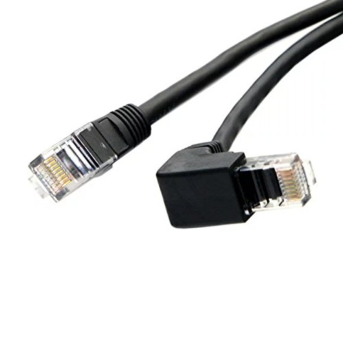 Goliton 90 Grad abgewinkelt 8P8C UTP Cat 5e Stecker auf Stecker Lan Ethernet Netzwerk Patchkabel Kabel 1m - Schwarz