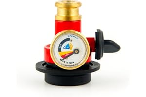 Skewed Gas Safety Device with Auto Cut-Off | Gas Leakage Detector for LPG Cylinder | Automatic Gas Regulator Safety Valve for Home Kitchen (Red)
