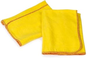 HOUSEGADS Jumbo Yellow Duster 100% Cotton Cleaning Cloth Premium Quality Washable Reusable - Multi Purpose Kitchen Dusting Cloth Heavy Duty Polishing Cloth 35 x 45 cm (4)
