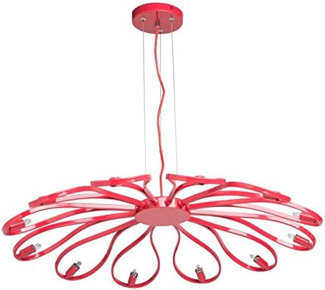 Urban industrial pendant light in techno style red metal colour halogen bulbs petal shape hi-tech 12 lights 12*40W G9 bulbs included (Osram)