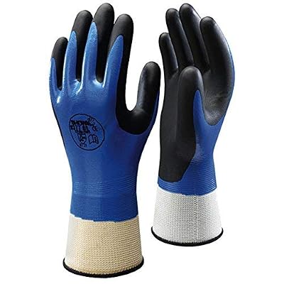 Protection - Security SHOWA 377M 13 Gauge Gants multi-usages en nylon avec revêtement nitrile et mousse de nitrile sur la paume de la main, M Bleu