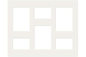 PHOTOLINI 5X Passepartout 40x50 aussen Creme-Weiß für 6 Bilder 3X 9x13, 3X 13x18, alterungsbeständig & säurefrei 1,5 mm Schrägschnitt - Passepartoutrahmen mit Mehrfachausschnitt