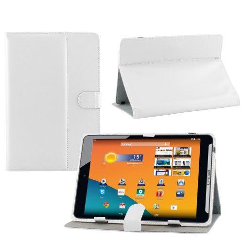 iProtect Kunstleder Tasche für MEDION LIFETAB Schutz Hülle Case mit Stylus PEN für S7852 MD98625 7,85 Zoll weiß