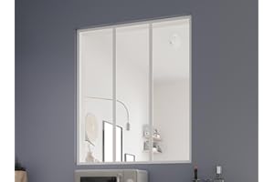 Vente-unique - Verrière Atelier en Aluminium thermolaqué - 90x105 cm - Blanc - Bayview