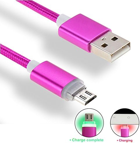 Micro USB Cable, iMusi Nylon Braided OD 4.0mm LED Lightning USB Cord for Sony Samsung HTC LG Android Smartphone - 1M - Rose red