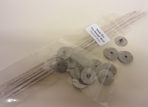 WHICKSNWHACKS ® 10 x 240mm Long Wedo Eco 12 (75mm) Pre Waxed (Natural) Candle Making Wick + 25 sustainers.