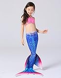 Le SSara Mädchen Hai Cosplay Kostüm Bademode Meerjungfrau Shell Badeanzug Sets (130, A rosa + blau) - 