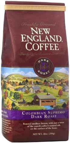 NEW ENGLAND FRESHLY GROUND COFFEE COLOMBIAN SUPREMO DARK ROAST 284g BAG