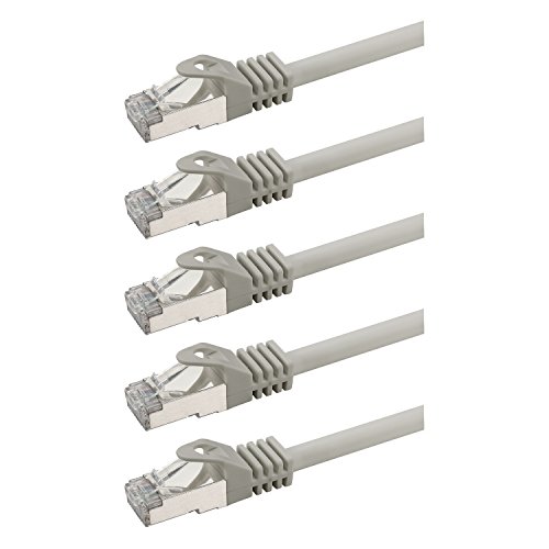 rocabo 115305 RJ45 Netzwerkkabel Patchkabel mit CAT 7, Ethernet Gigabit LAN Switch Router, Halogenfrei 5,00m (5 Stück) Grau rocabo 115305 RJ45 Netzwerkkabel Patchkabel mit CAT 7, Ethernet Gigabit LAN Switch Router, Halogenfrei 5,00m (5 Stück) Grau