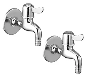 Oleanna Omcnbc_set2 Magic Brass Nozzle Bib Cock (Silver, Chrome Finish, Pack of 2)