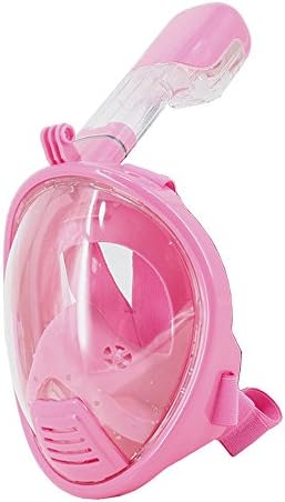 Snorkeling Mask,Uzexon 180-Degree Full Face Diving Mask with Anti-fog,Anti-leak Technology and Tubeless Design (Could Attach Sports Camera to The Mask) (Pink, XS for Kid)
