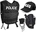Produktbild normani Police Kostüm für Damen und Herren - Unisex [XS-6XL] - bestehend aus Weste mit Patch, bestickter Cap, Handschellen + Handschellenhalter Größe XL/XXL